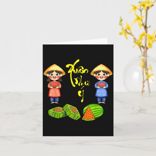 Vietnamese New Year 2024 Tet 2024 Xuan Van Su Nhu  Kaart (Gele Bloem)