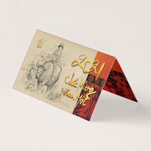 Vietnamese Nieuwjaar Têt OX en Kind 2021 pack FC Kaart (Voorkant)