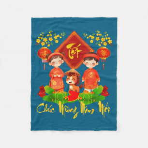 Vietnamese Nieuwjaarsdecoraties 2026 Tet Chuc Mung Fleece Deken