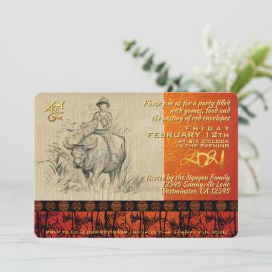 Vietnamese nieuwjaarsfeest OX en Child 2021 Partij (Staand voorkant)