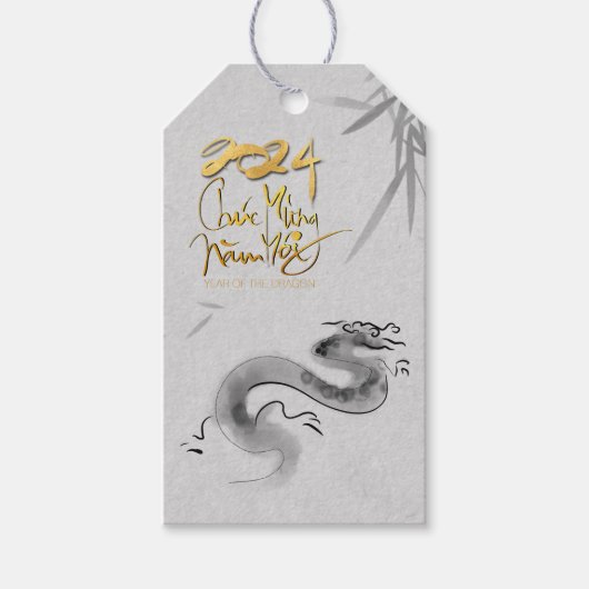 Vietnamese Originele Dragon Jaar 2024 persoonlijke Cadeaulabel (Voorkant)