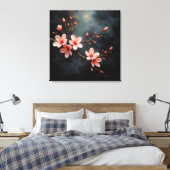 Vietnamese Peach Blossom Art Canvas Afdruk (Insitu (Slaapkamer))