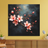 Vietnamese Peach Blossom Art Canvas Afdruk (Insitu (Woonkamer))