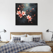 Vietnamese Peach Blossom Art Canvas Afdruk (Insitu (Slaapkamer))