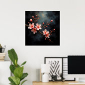 Vietnamese Peach Blossom Art Poster (Thuiskantoor)