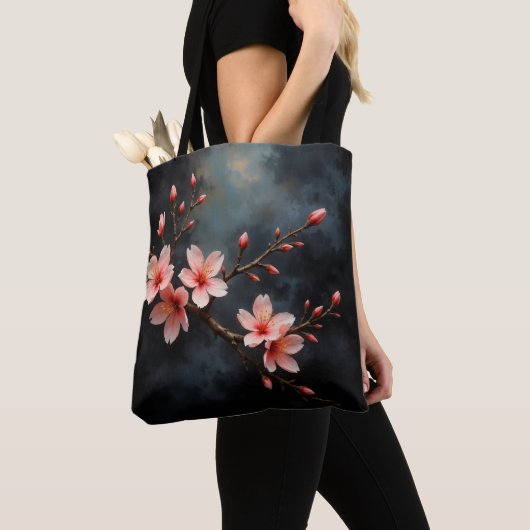 Vietnamese Peach Blossom Art Tote Bag (Dichtbij)