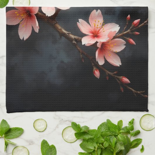 Vietnamese Perzikbloesem Kunst Theedoek (Gevouwen)