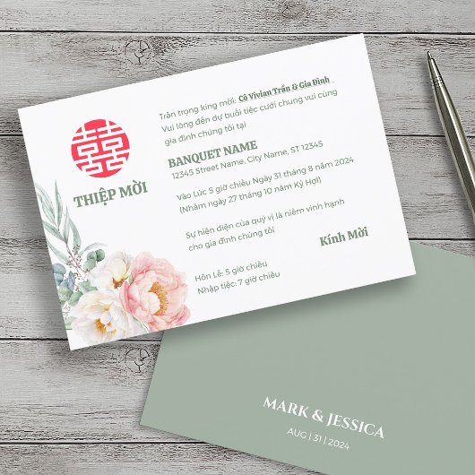 Vietnamese pioen lied mijn bruiloft thiep moi