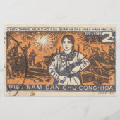 Vietnamese postzegel met een gewapend meisje 1966 briefpapier (Voorkant)
