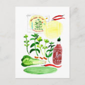 Vietnamese rijstpapierrollen Waterverf ophalen Briefkaart (Voorkant)