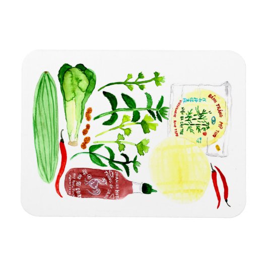 Vietnamese rijstpapierrollen Waterverf ophalen Magneet (Horizontaal)