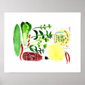 Vietnamese rijstpapierrollen Waterverf ophalen Poster (Voorkant)