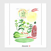 Vietnamese rijstpapierrollen Waterverf ophalen Sticker (Vel)