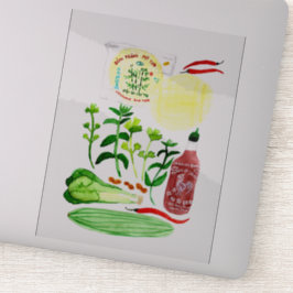 Vietnamese rijstpapierrollen Waterverf ophalen Sticker