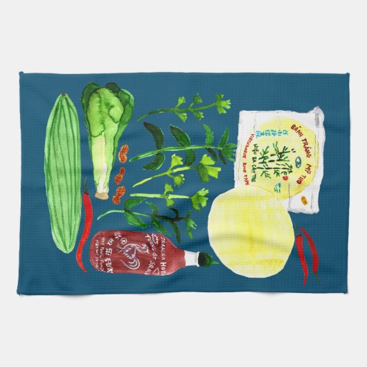 Vietnamese rijstpapierrollen Waterverf ophalen Theedoek (Horizontaal)