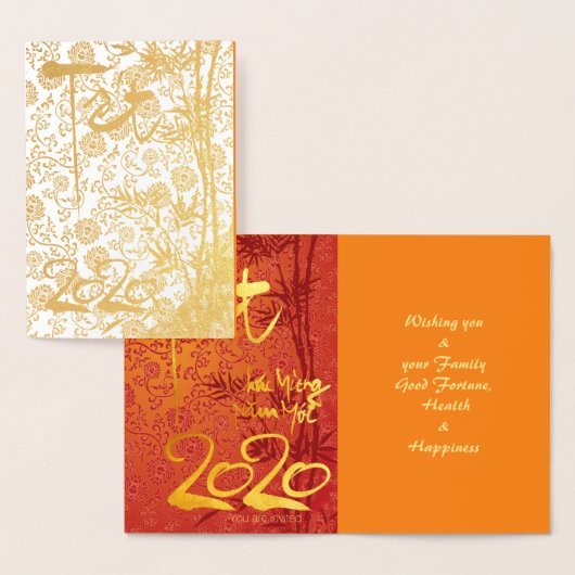 Vietnamese Têt 2020 in goud versierde Luxe GC Folie Kaarten (Display)