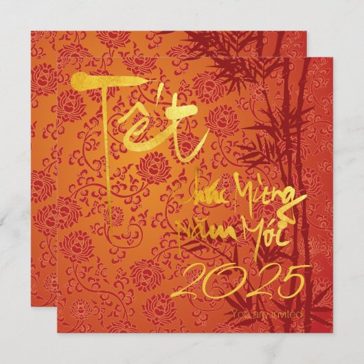 Vietnamese Têt Celebration gold decorated SFC Kaart (Voorkant / Achterkant)