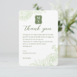 Vietnamese Trouw Ranunculus Groen Bedankkaart