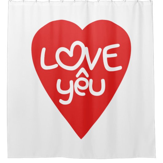 Vietnamese Valentijn & Love Yêu Asian Wordplay Douchegordijn (Voorkant)