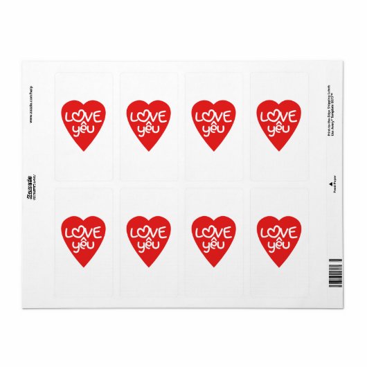 Vietnamese Valentijn & Love Yêu Asian Wordplay Etiket (Full Sheet)