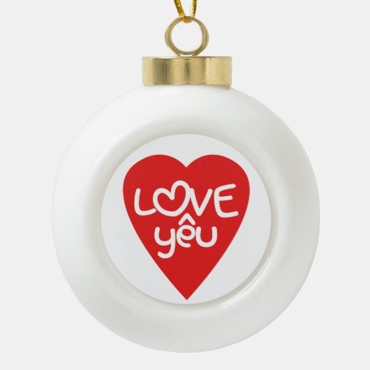 Vietnamese Valentijn & Love Yêu Asian Wordplay Keramische Bal Ornament (Voorkant)