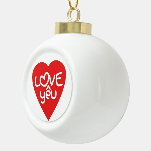 Vietnamese Valentijn & Love Yêu Asian Wordplay Keramische Bal Ornament (Rechts)