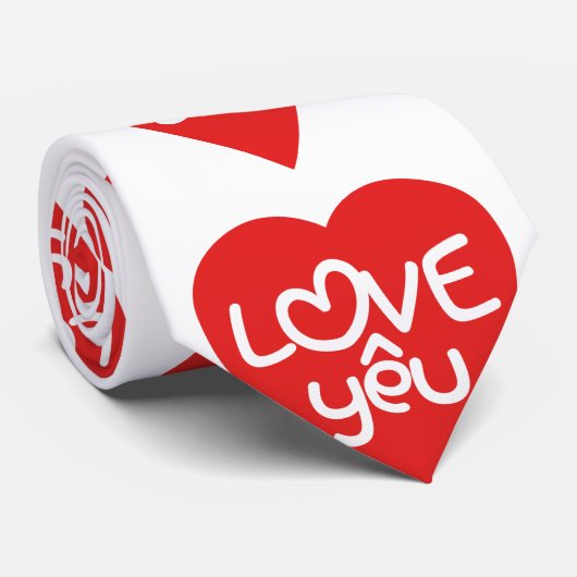 Vietnamese Valentijn & Love Yêu Asian Wordplay Stropdas (Opgerold)