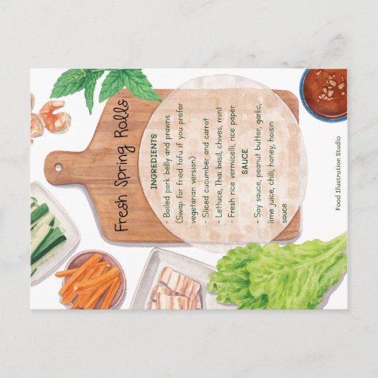 Vietnamese Verse lenterollen - Recept Briefkaart (Voorkant)