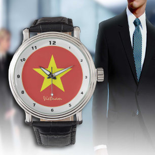 Vietnamese vlag en trendy mode/ontwerp Vietnam Horloge