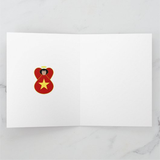 Vietnamese vlag engel kerst gepersonaliseerd kaart (Binnen)