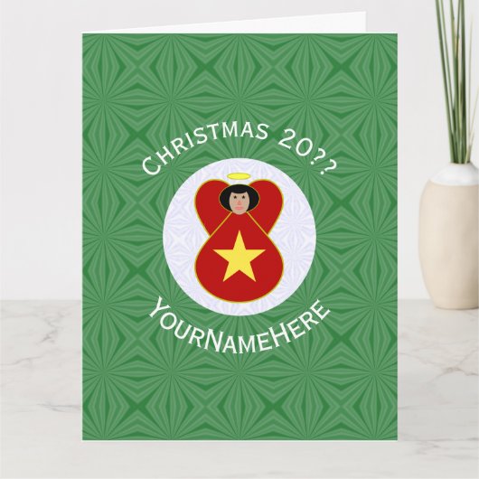 Vietnamese Vlag Engel Kerstmis Persoonlijk Kaart (Voorkant)