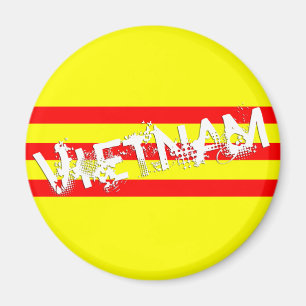 Vietnamese vlag (met naam) (ronde magneet) magneet