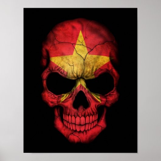Vietnamese vlag schedel op zwart poster (Voorkant)