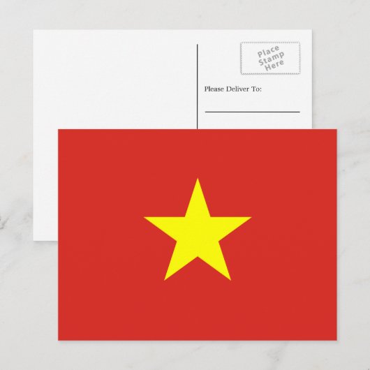 Vietnamese Vlag, Vlag van Vietnam Briefkaart (Voorkant / Achterkant)