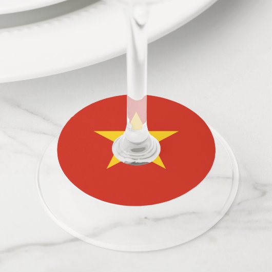 Vietnamese vlag wijnglaslabel (Dichtbij)