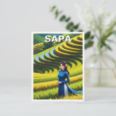 Vietnamese vrouw in Sapa Reizen Briefkaart (Staand voorkant)