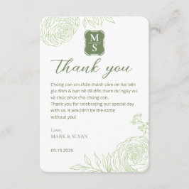 Vietnamese Wedding Ranunculus Green Thank You Card Bedankkaart