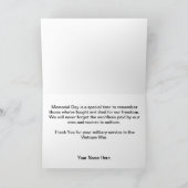 Vietnamoorlog: vergeet nooit Memorial Day Kaart (Binnen)