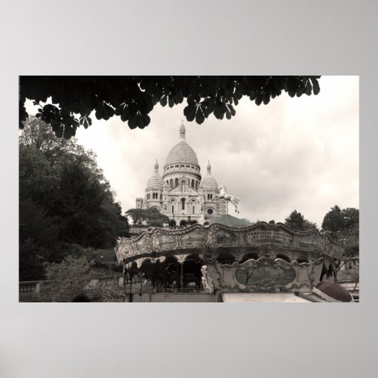 Vieux carrousel Sacré-Cœur de Montmartre Paris Poster (Voorkant)