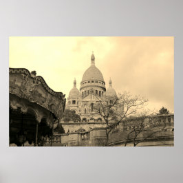 Vieux carrousel Sacré-Coeur de Montmartre Paris Poster
