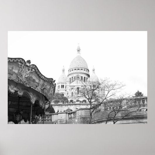 Vieux carrousel Sacré-Coeur de Montmartre Paris Poster (Voorkant)