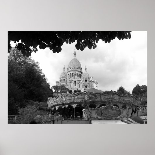 Vieux carrousel Sacré-Cœur de Montmartre Paris Poster (Voorkant)