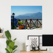 View from the balcony in Meteora Greece Poster (Thuiskantoor)