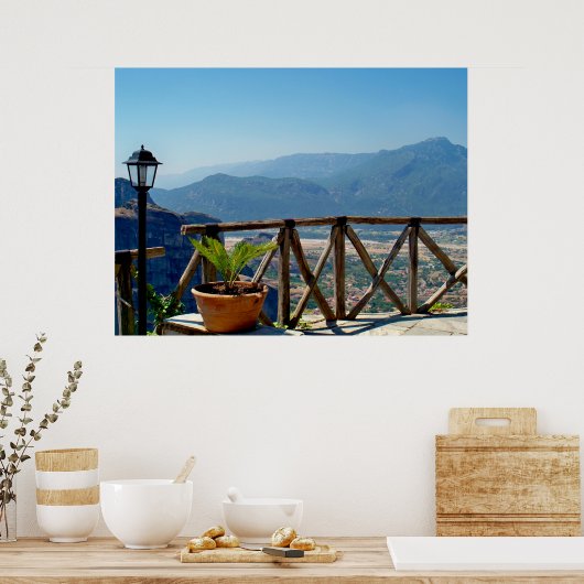 View from the balcony in Meteora Greece Poster (Keuken)