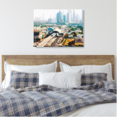 View of city metro line and skyscrapers canvas afdruk (Insitu (Slaapkamer))
