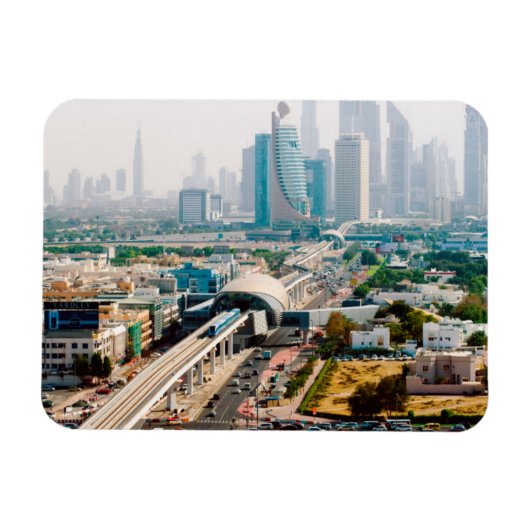 View of city metro line and skyscrapers magneet (Horizontaal)