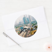 View of city metro line and skyscrapers ronde sticker (Envelop)