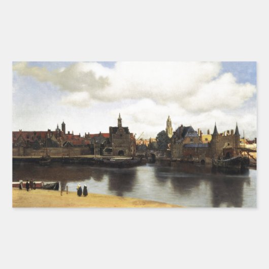 View of Delft by Johannes Vermeer Rechthoekige Sticker (Voorkant)