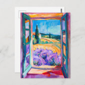 View of Lavender Fields in Summer. Painting Briefkaart (Voorkant / Achterkant)