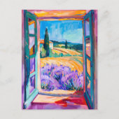 View of Lavender Fields in Summer. Painting Briefkaart (Voorkant)